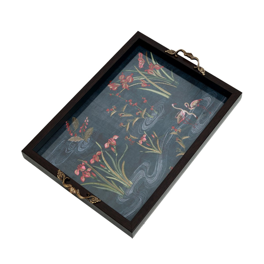 Odyssey Vanya Tray - Blue In Wood and Glass