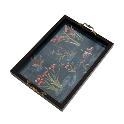 Odyssey Vanya Tray - Blue In Wood and Glass