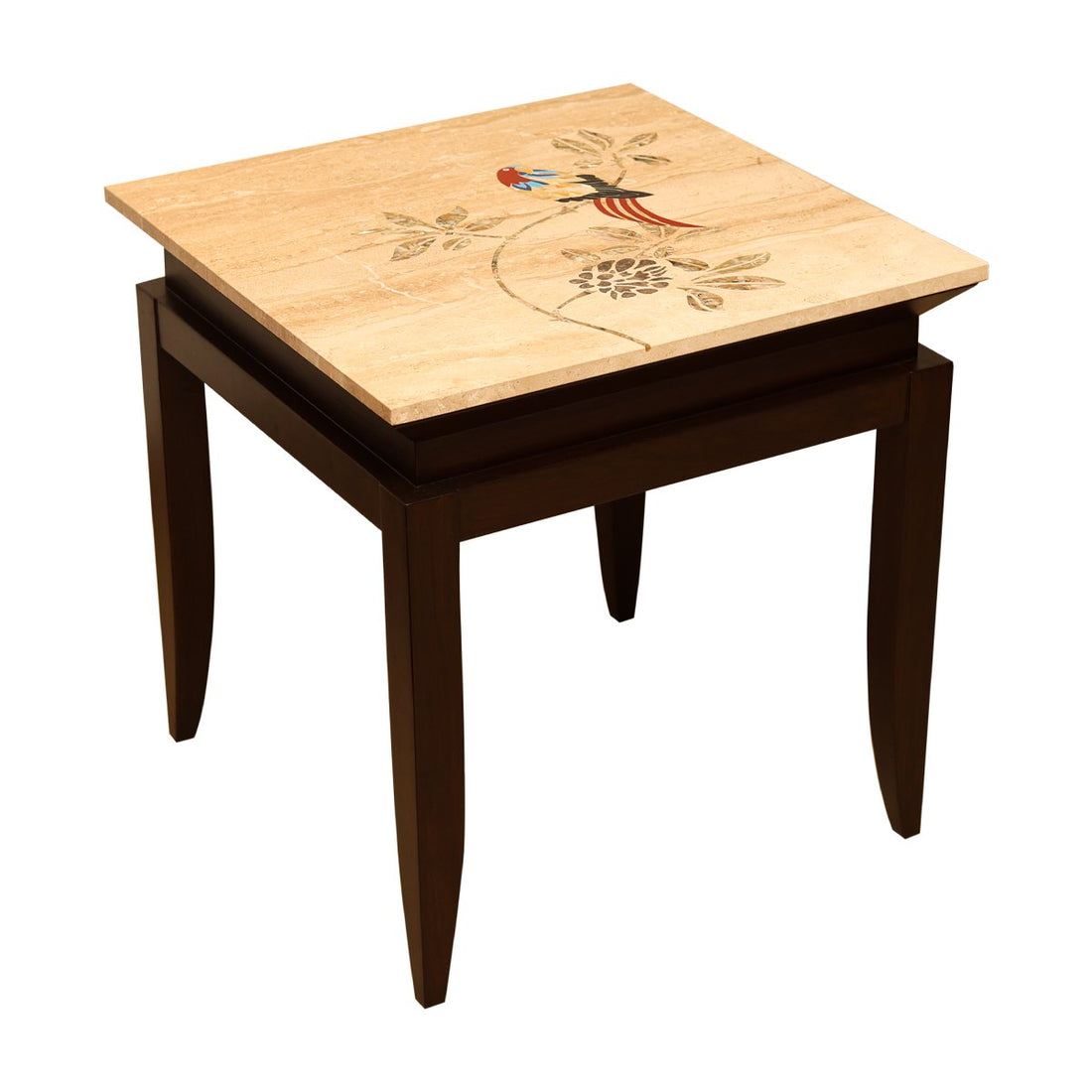 Naaz Side Table - Teak Wood and Marble