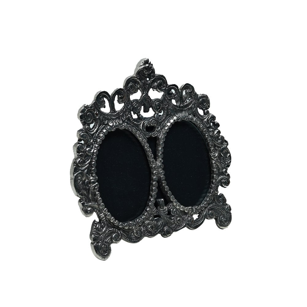 Vintage Oval Dual Frame  - Silver in Metal 3" X 4.5"