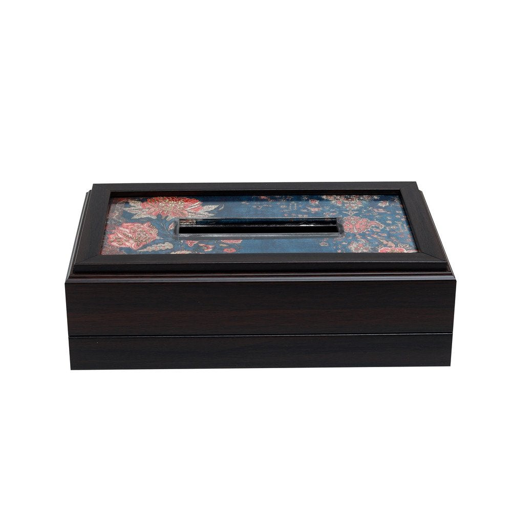 Gulposh Tissue Box Cover - Blue in Wood and Glass