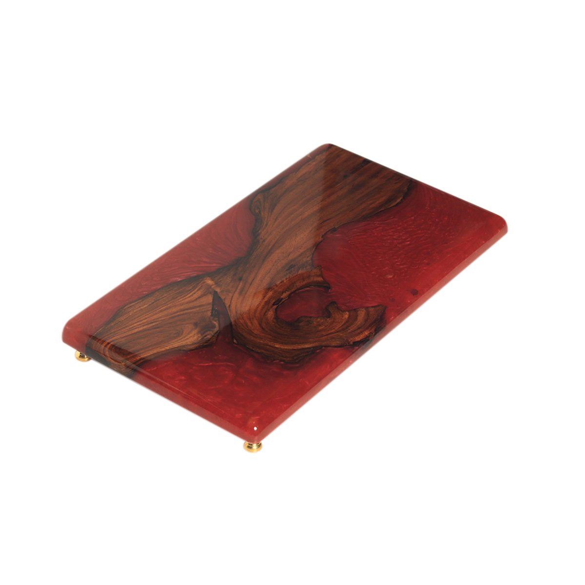 Blush Platter - Red in Wood and Resin