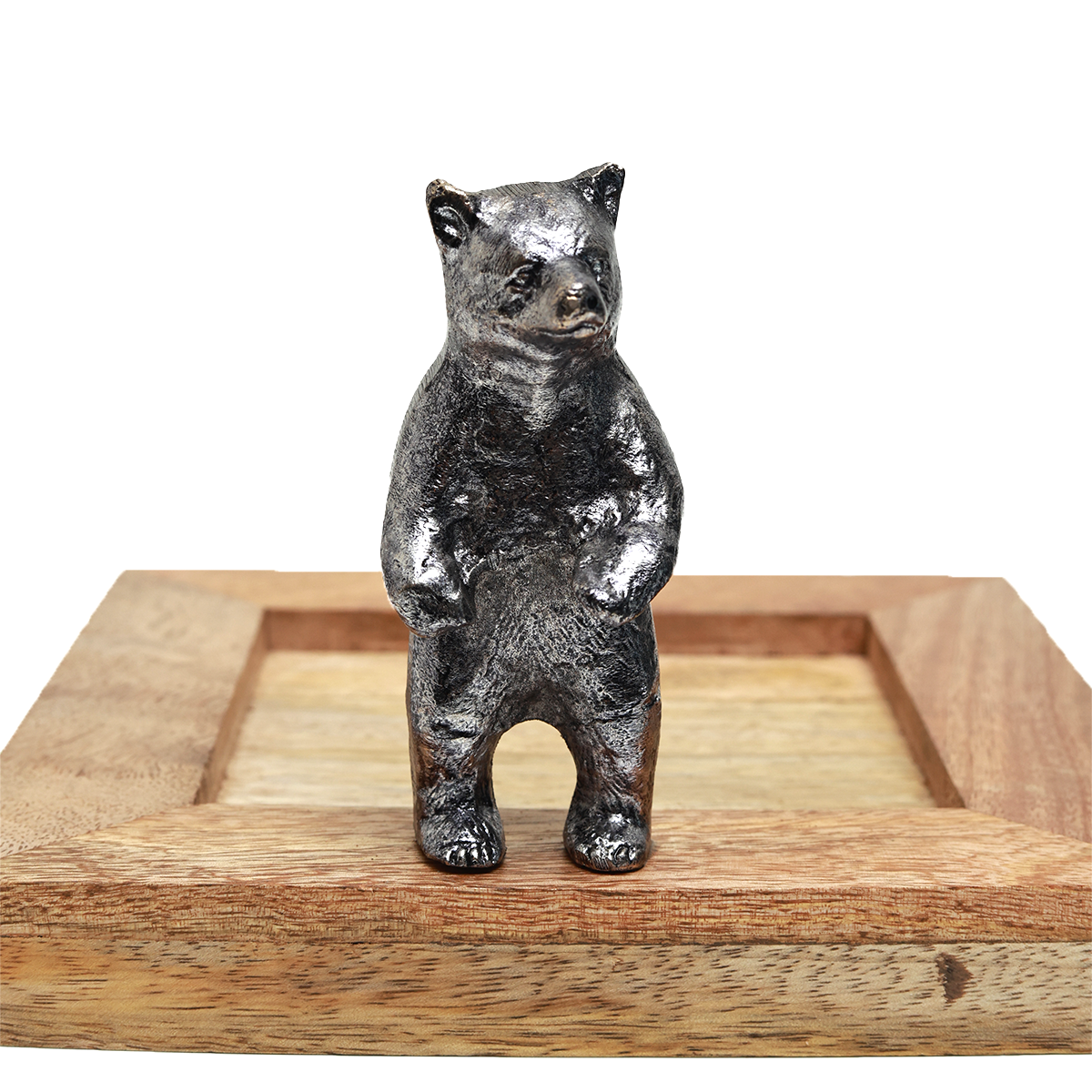 Bear Fondue Set - Cast Metal and Wood