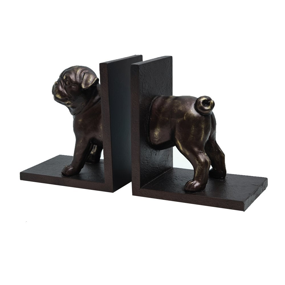 Pug Bookends - Black in Resin