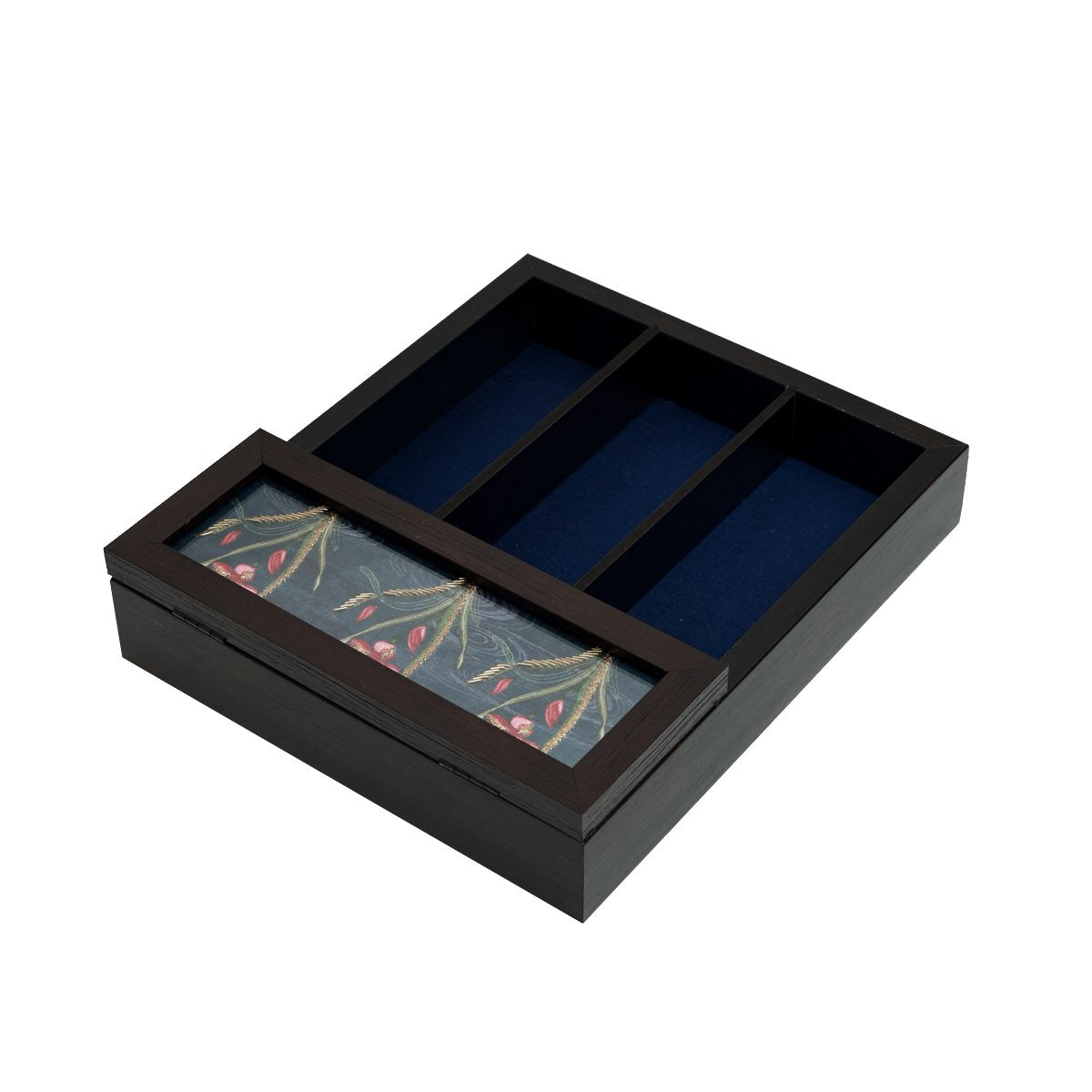 Odyssey Vanya Cutlery Box Cover - Blue in Wood and Glass