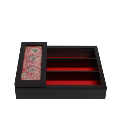Gulposh Cutlery Box - Red in Wood and Glass