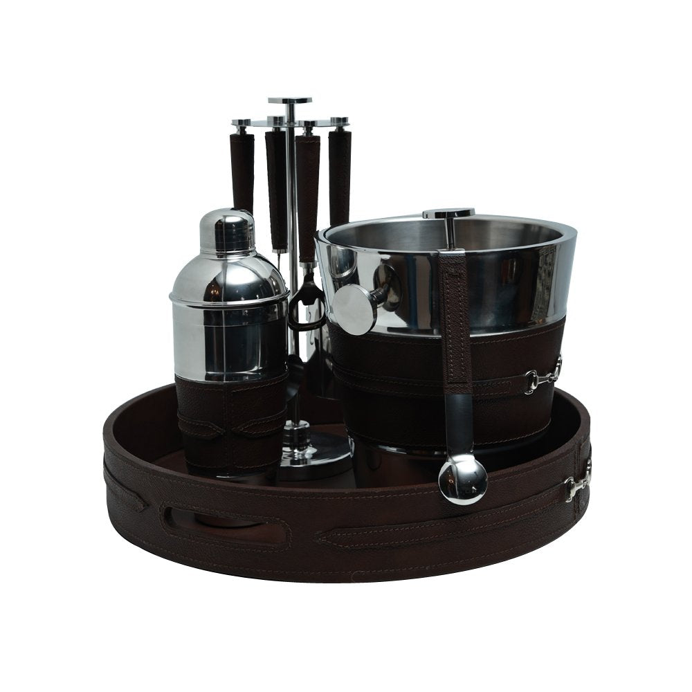 Bar in a Round - Leather and Steel