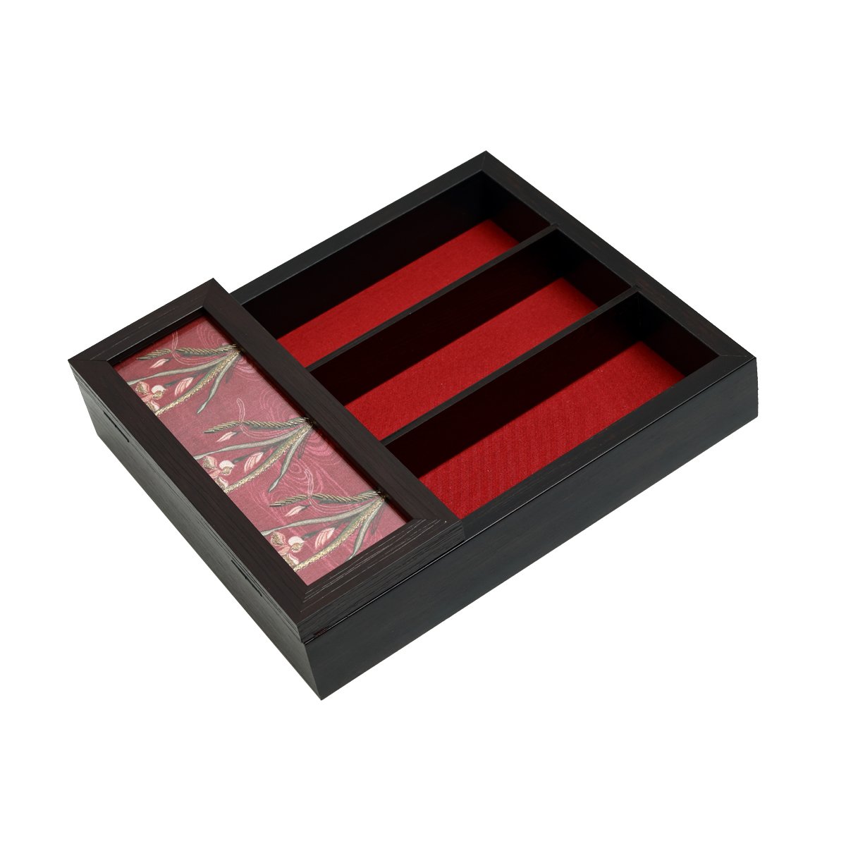 Odyssey Vanya Cutlery Box Cover - Red in Wood and Glass