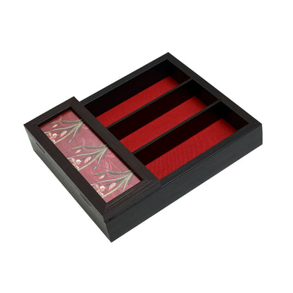 Odyssey Vanya Cutlery Box Cover - Red in Wood and Glass