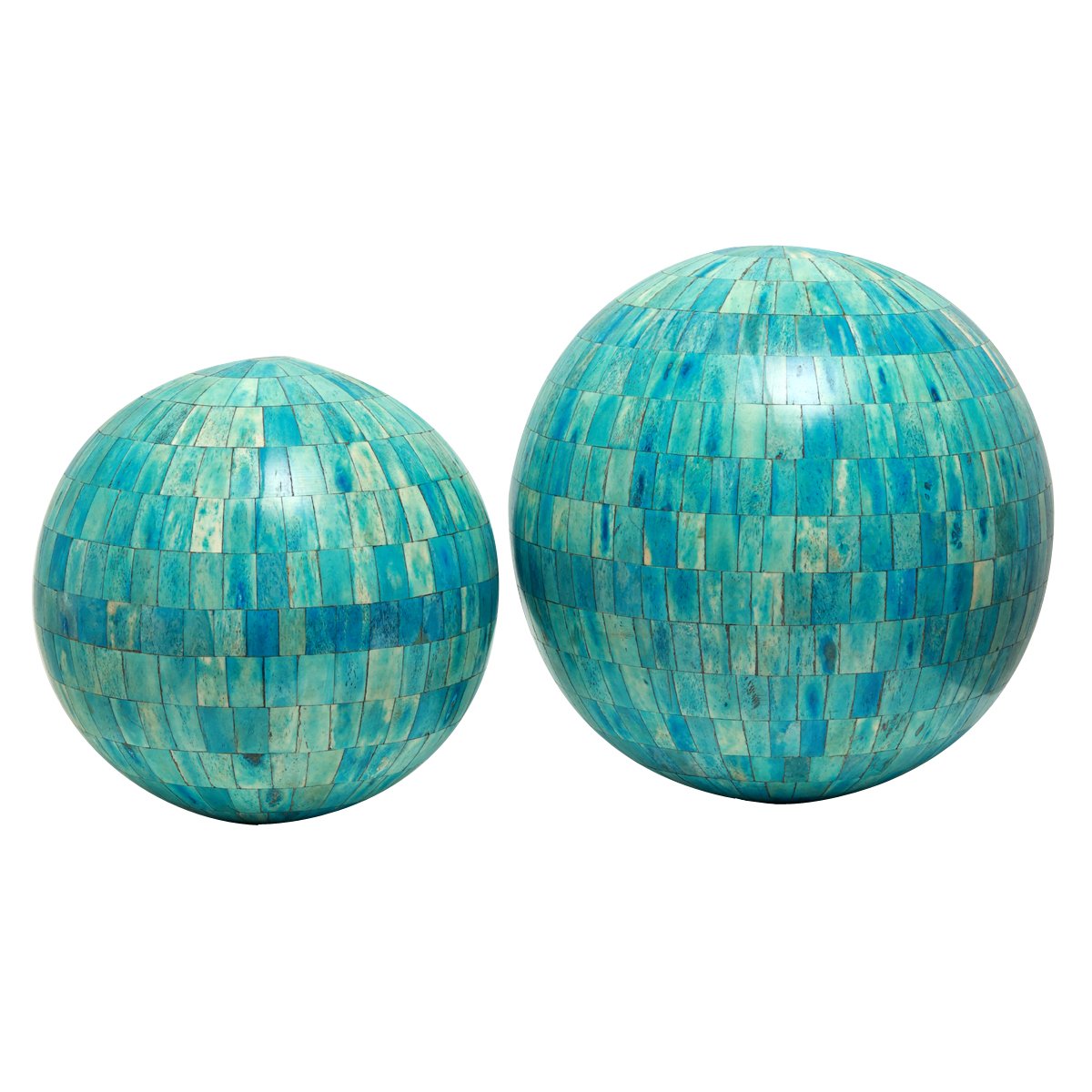 Hunar Inlay Sphere -  Large Turquoise in Wood with Bone Inaly