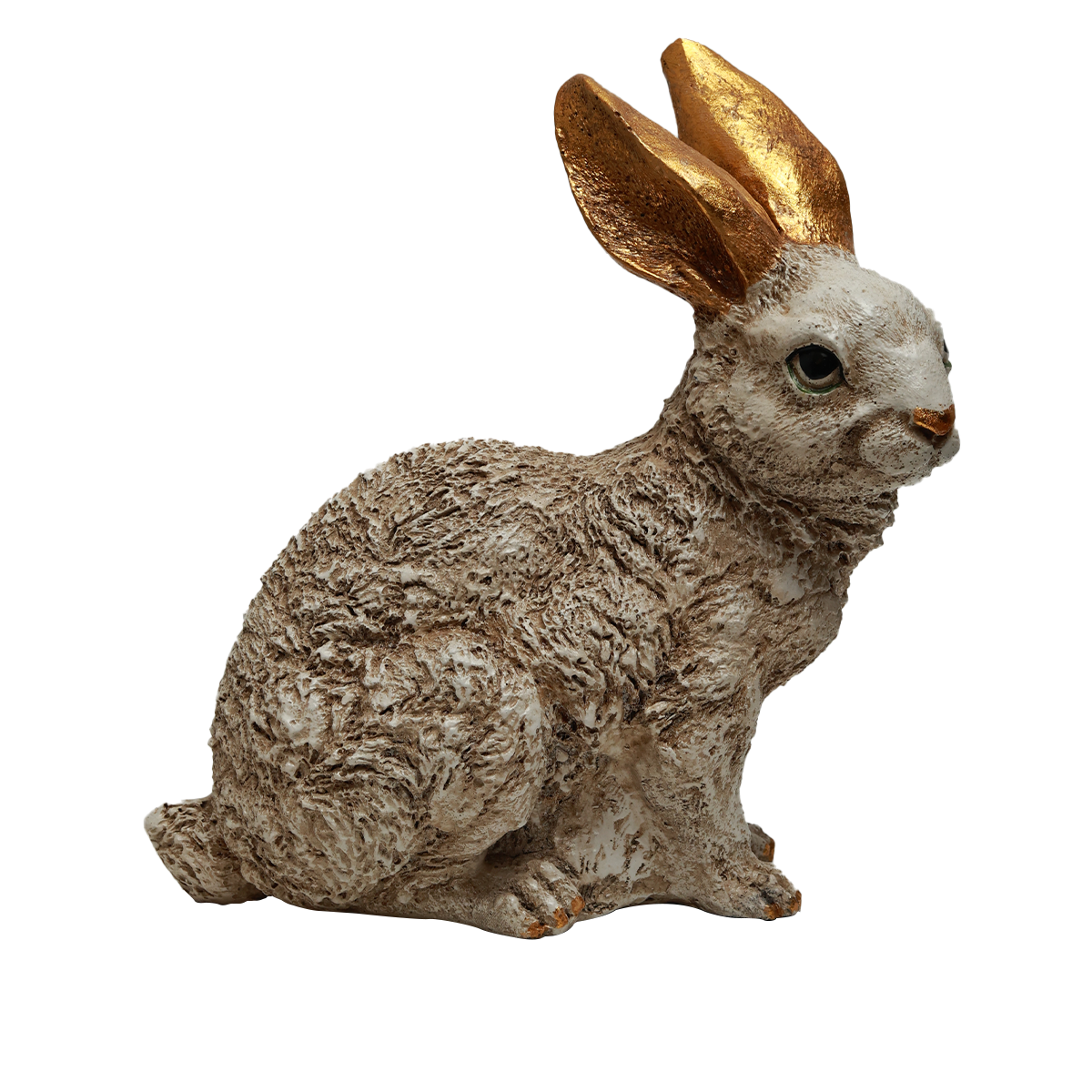 Eared Sitting Rabbit Decorative - Gold in Resin