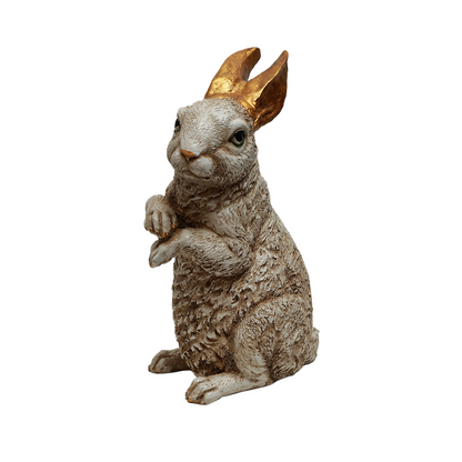 Eared Rabbit Decorative - Gold in Resin