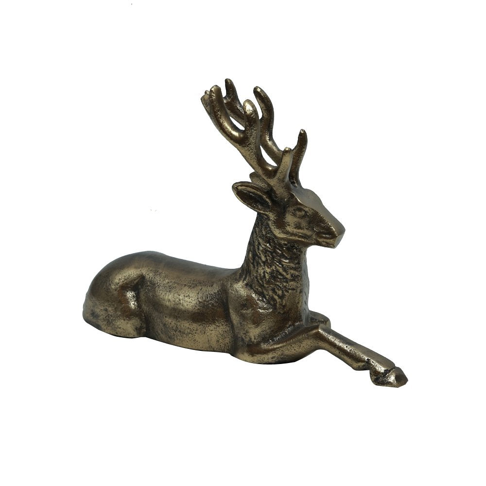 Resting Stag in Antique -  Gold in Metal