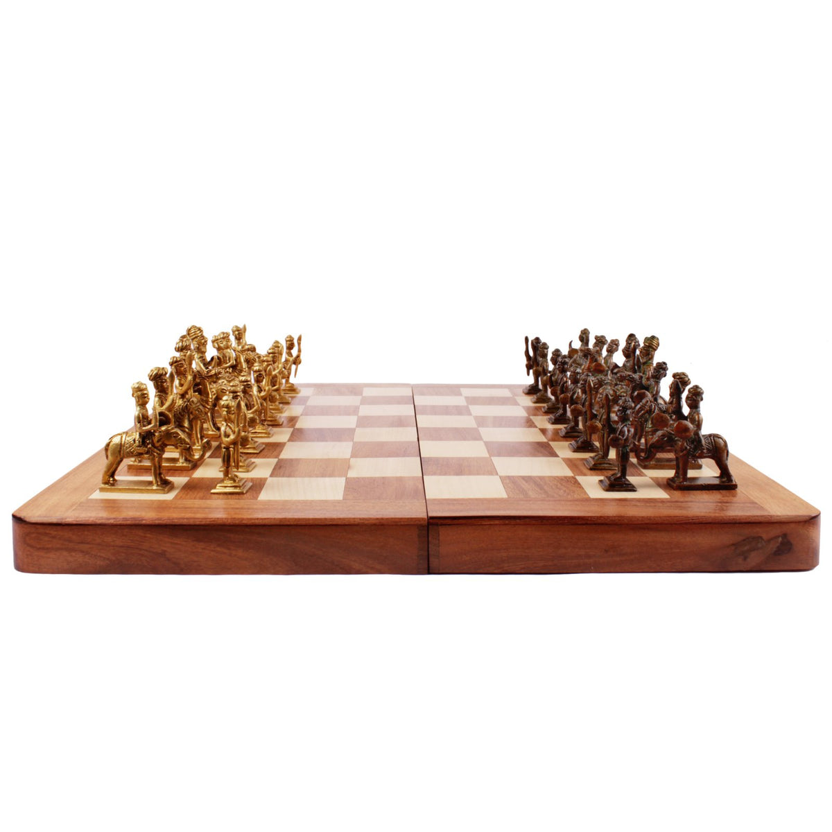 Indian Chess Set - Brass and Wood