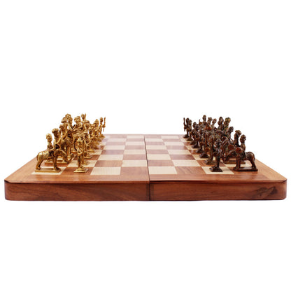 Indian Chess Set - Brass and Wood