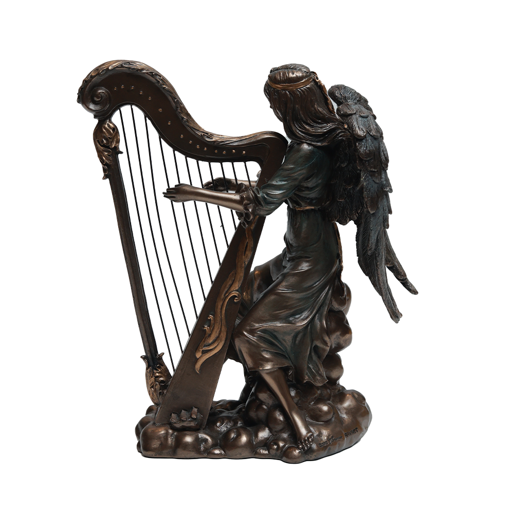 Angel with Harp - Gold in Resin