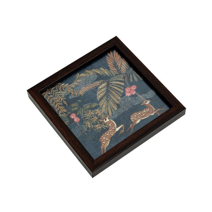 Odyssey Vanya Deer Coaster - Blue in Wood and Glass