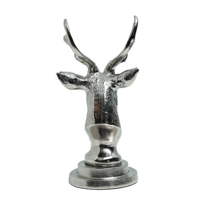 Antlered Deer Statue - Silver in Metal