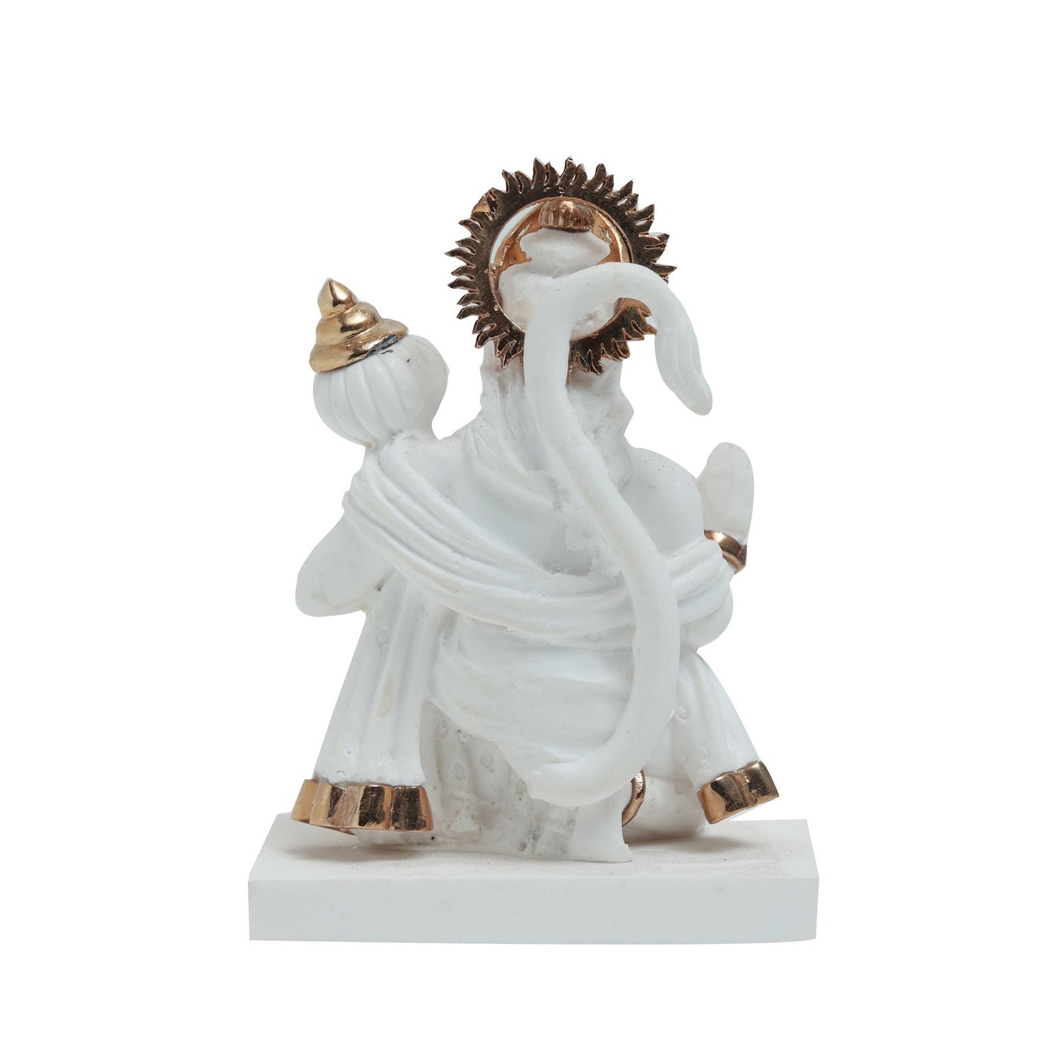 Hanuman Idol - Medium White In Resin and Gold Plated