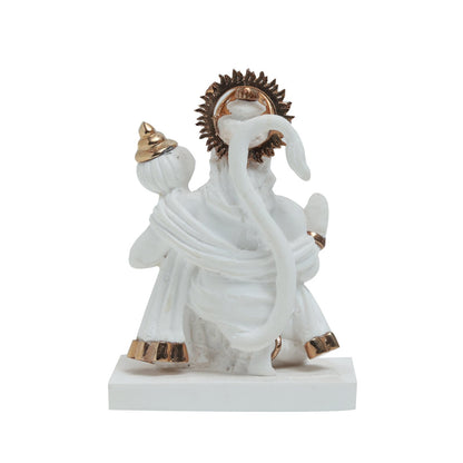 Hanuman Idol - Medium White In Resin and Gold Plated