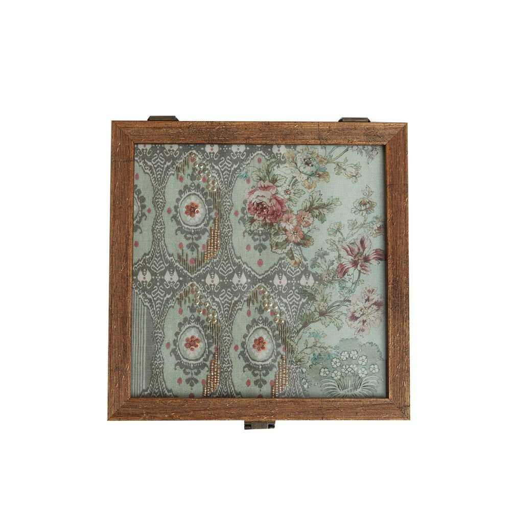 Gulposh Box - Square Green in Wood and Glass