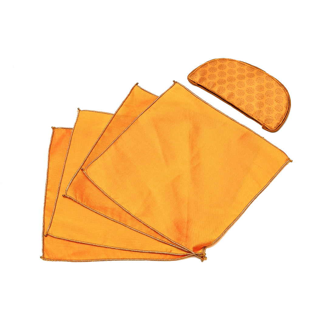 Mughal Tea Cozy  Set - Yellow in Silk