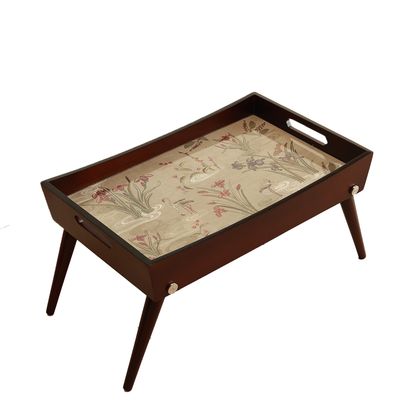 Saumya Breakfast Tray Table - Wood and Glass