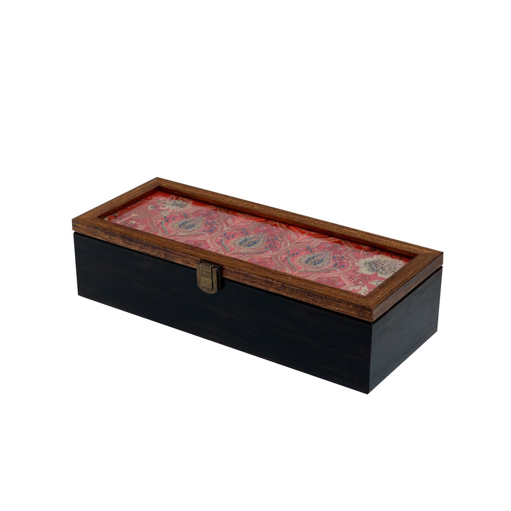 Gulposh Box – rectangle Red in Wood and Glass