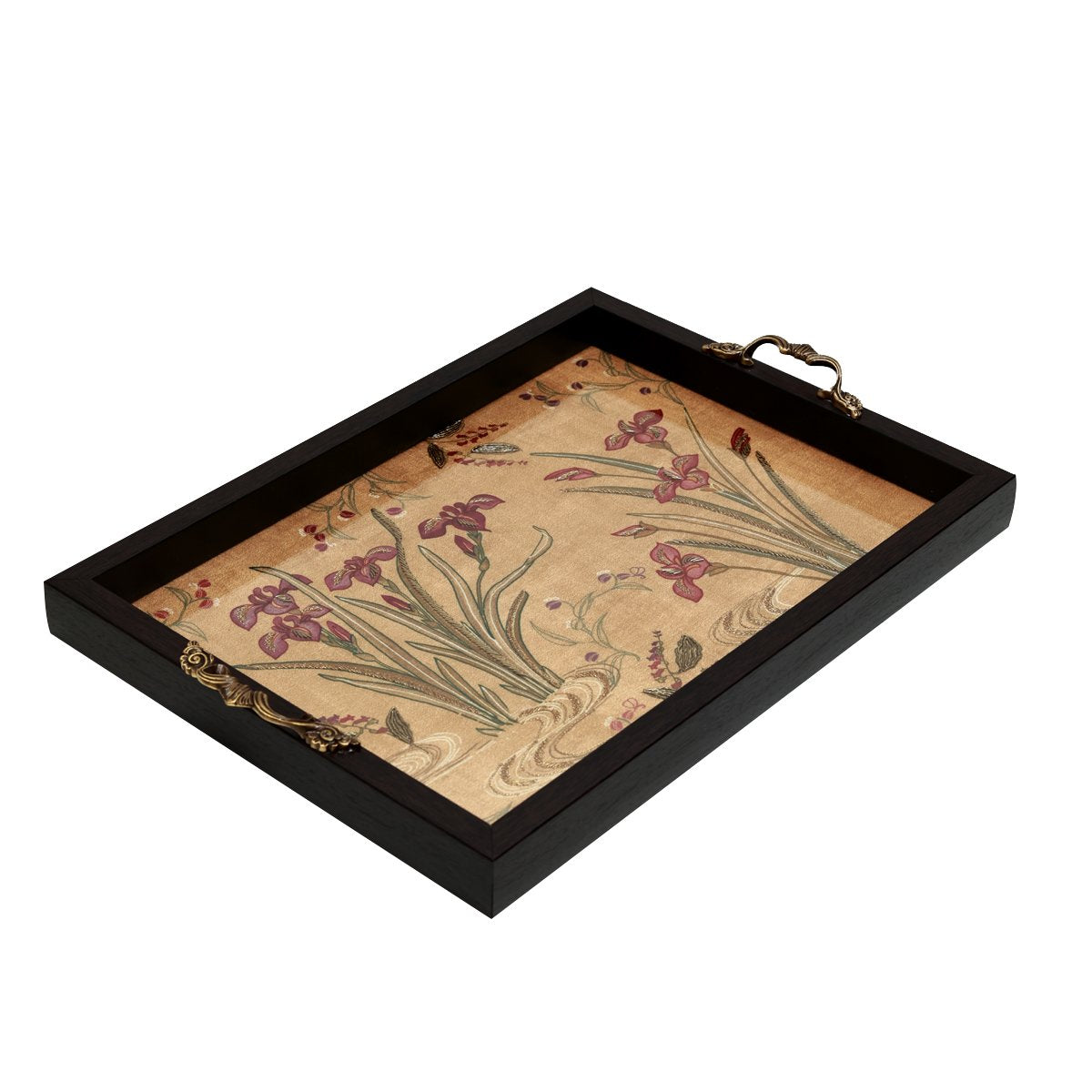 Odyssey Vanya Tray - Beige in Wood and Glass