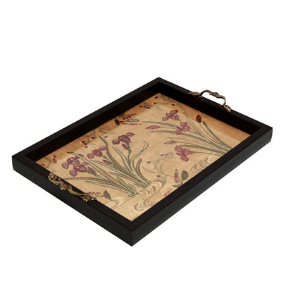 Odyssey Vanya Tray - Beige in Wood and Glass