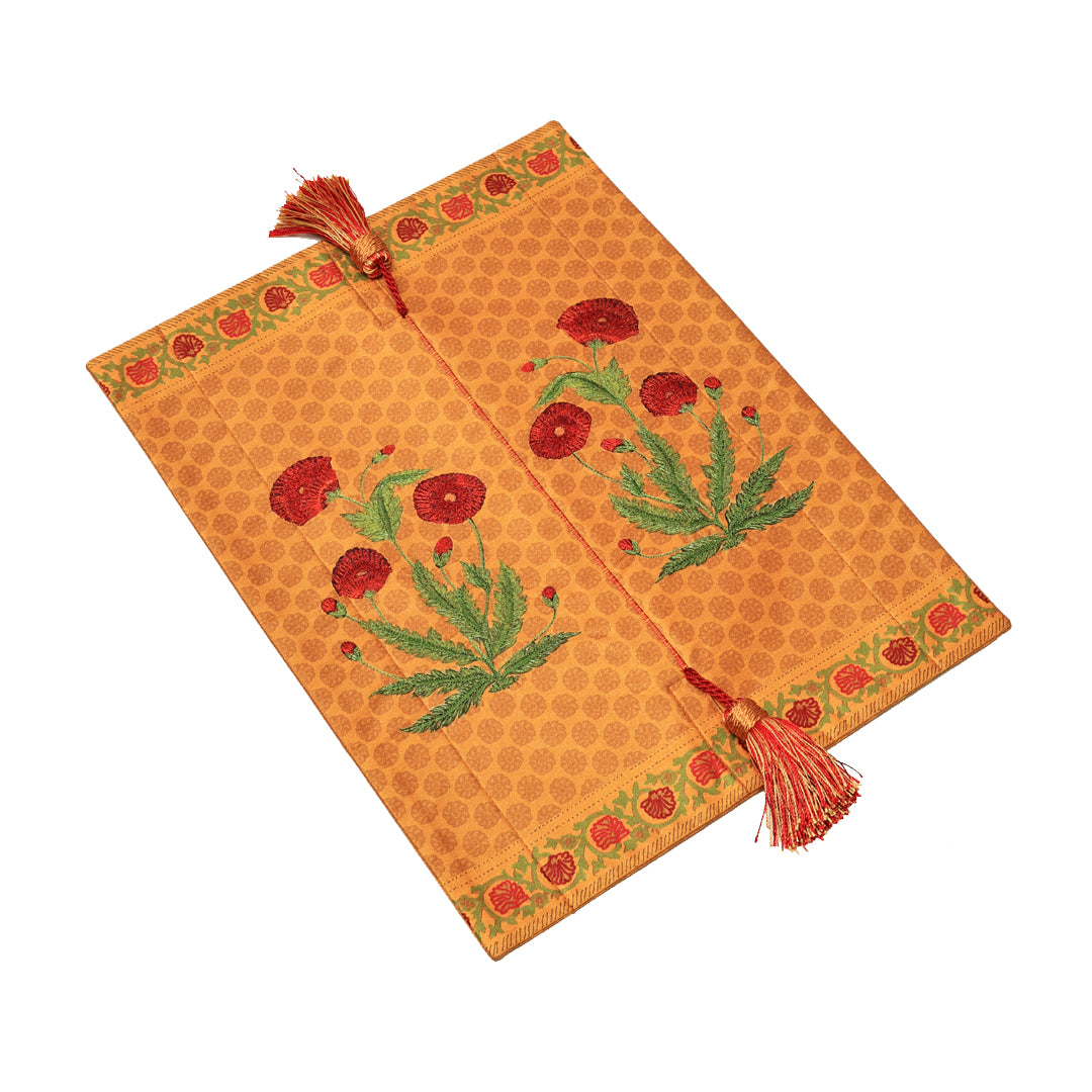Mughal Tissue Box  Cover - Yellow in Silk 15 x 10