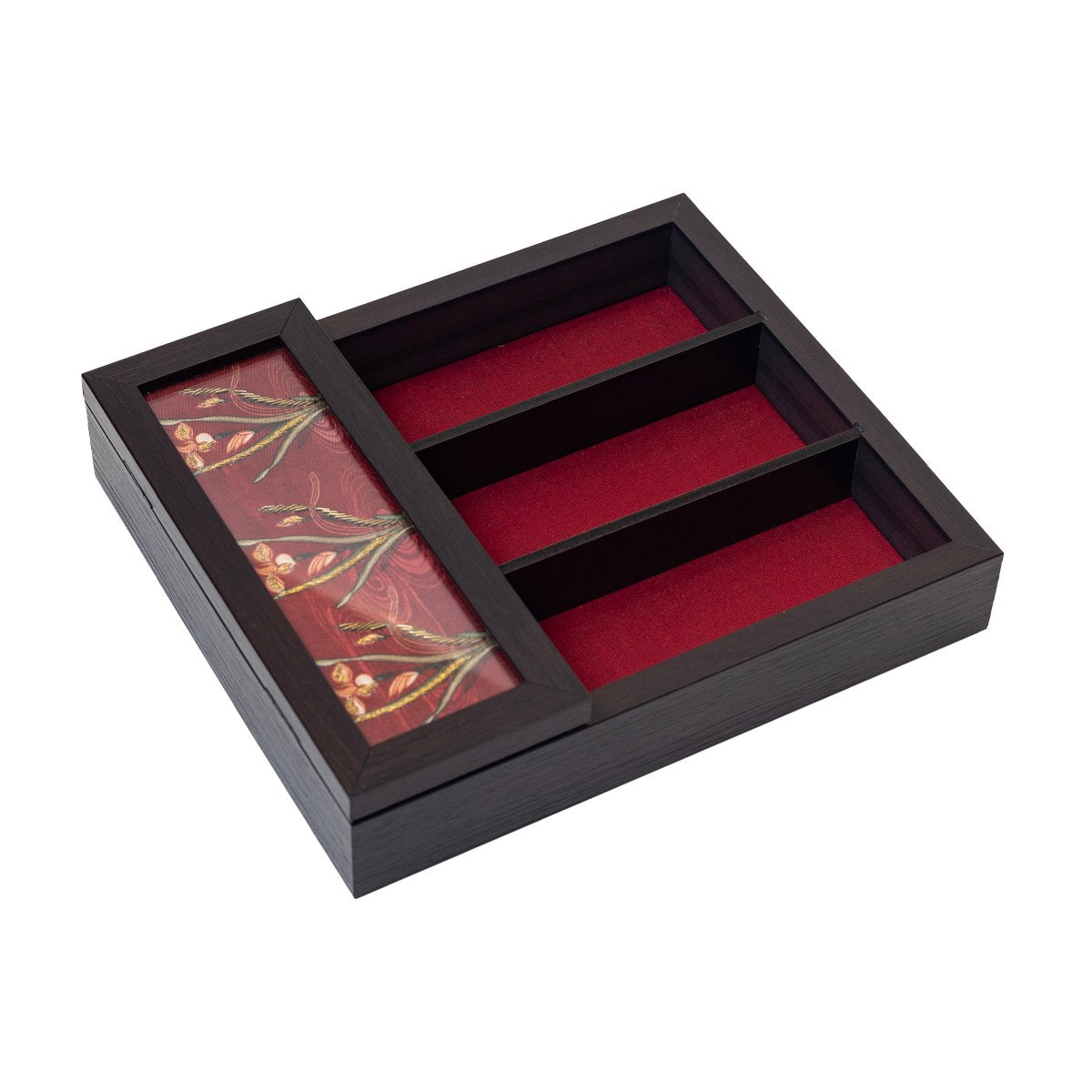 Odyssey Vanya Cutlery Box Cover - Red in Wood and Glass