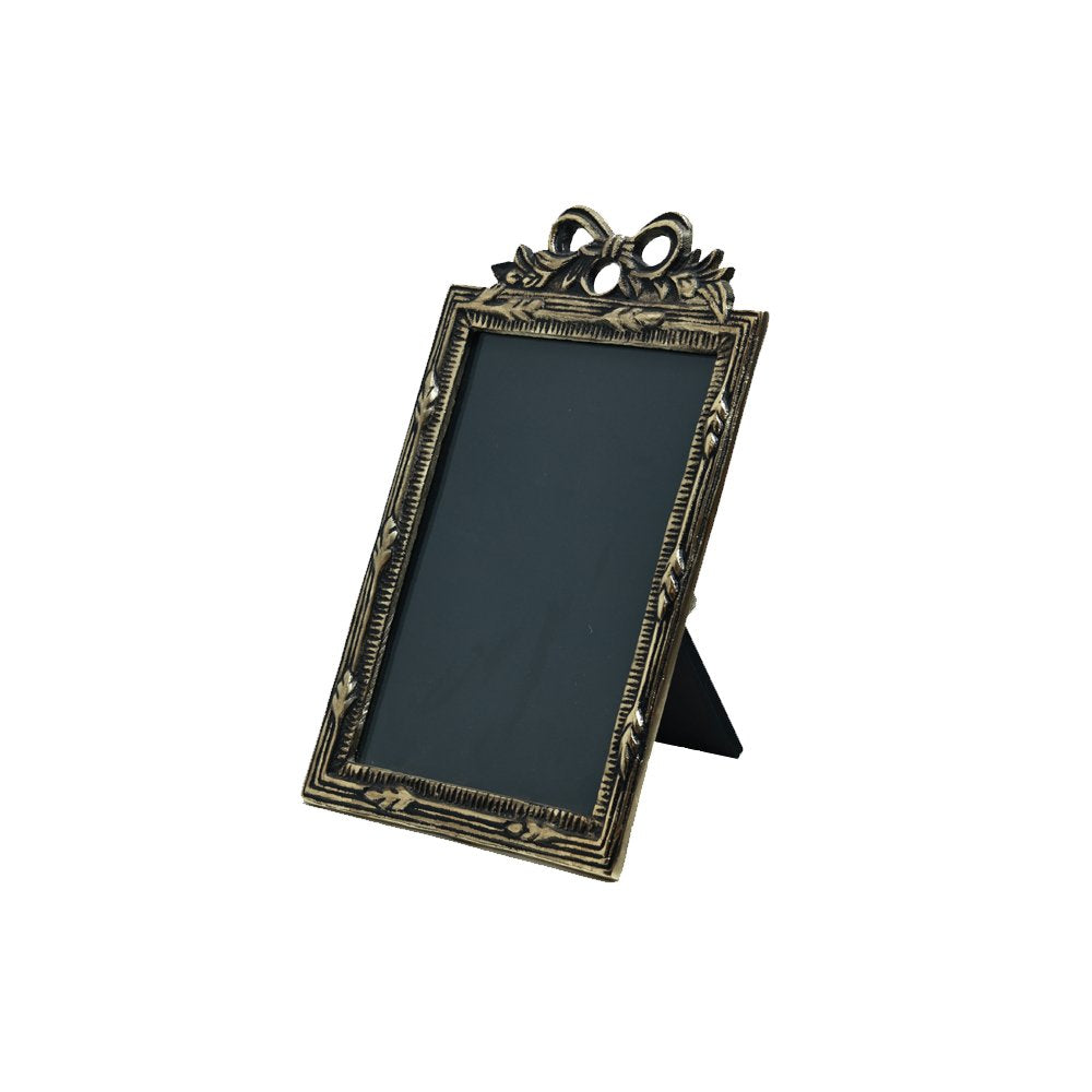 Bow Embellished Frame - Gold  in Metal 6" X 9"