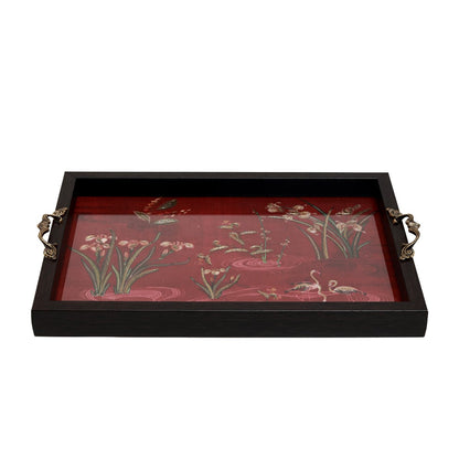 Odyssey Vanya Tray - Red Large in Wood and Glass