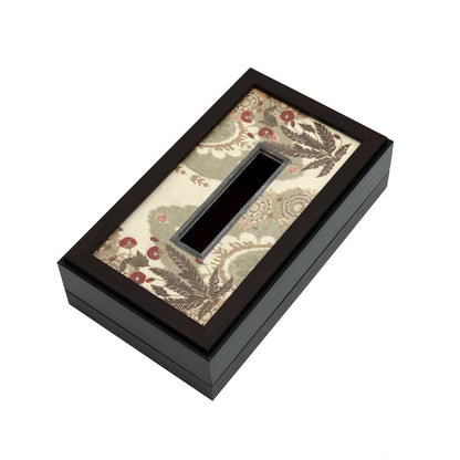 Gulposh Tissue Box Cover - Beige in Wood and Glass