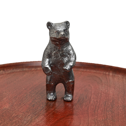 Bear Round Platter -  Cast Metal and Wood