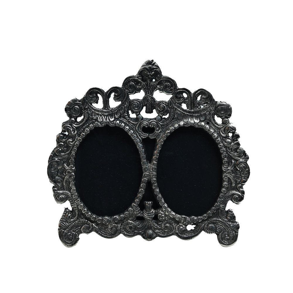 Vintage Oval Dual Frame  - Silver in Metal 3" X 4.5"