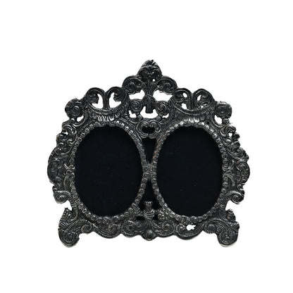 Vintage Oval Dual Frame  - Silver in Metal 3" X 4.5"
