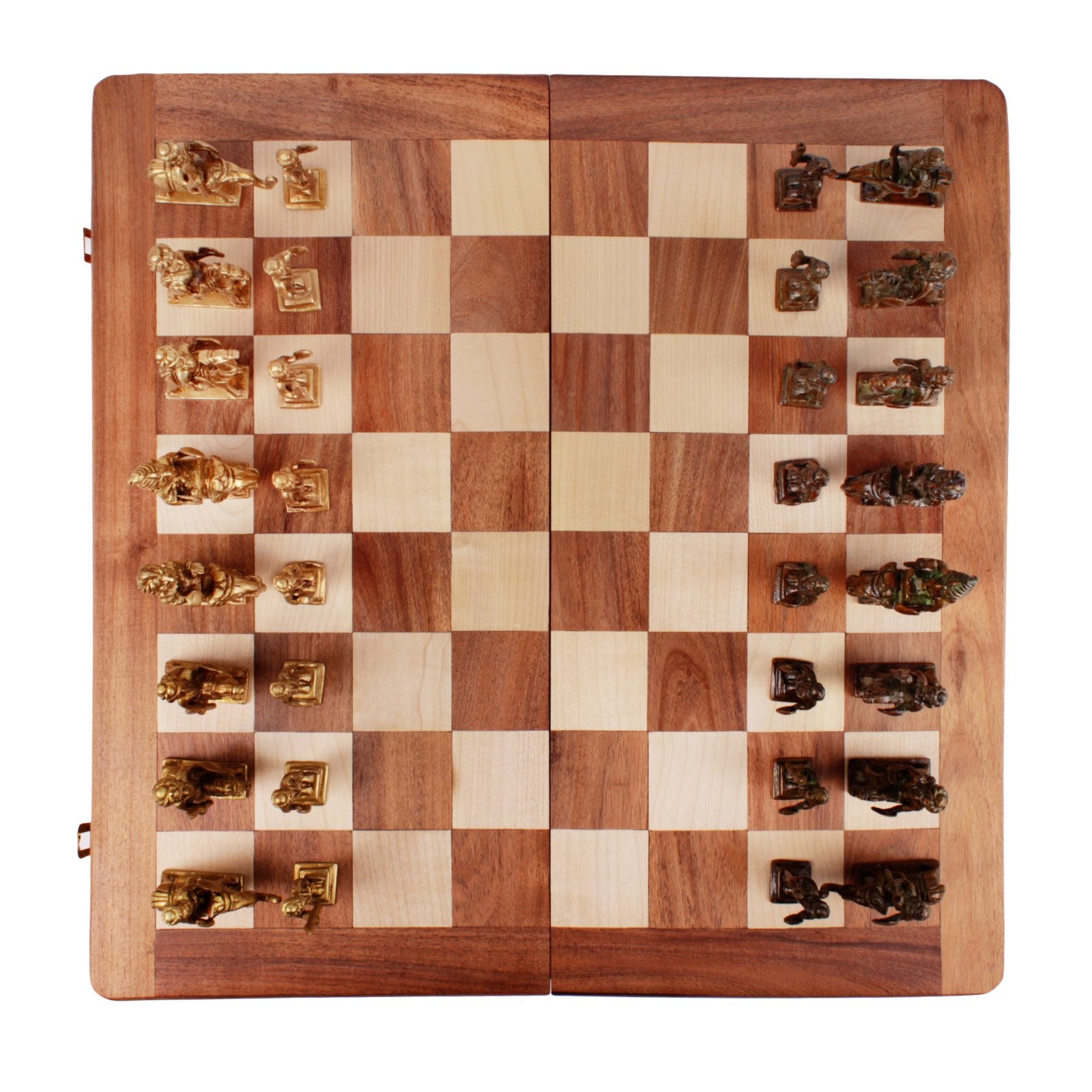Indian Chess Set - Brass and Wood