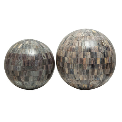 Hunar Inlay Sphere -  Large Grey Blue in Wood with Resin