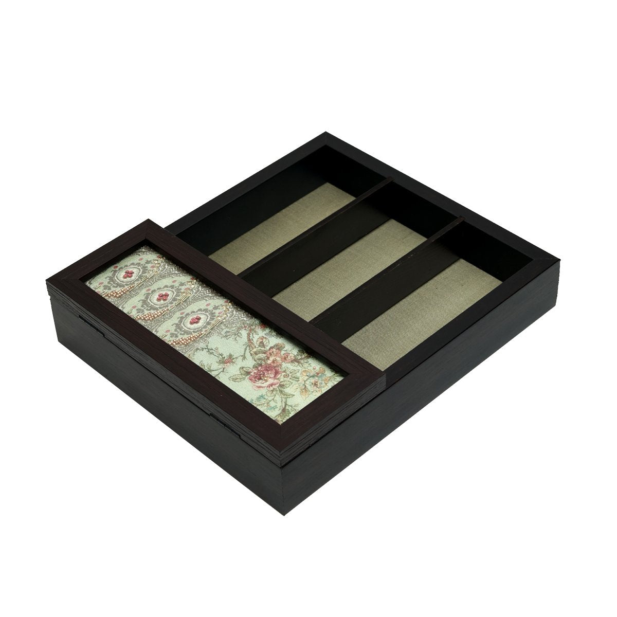 Gul S Cutlery Box -  Green in Wood and Glass