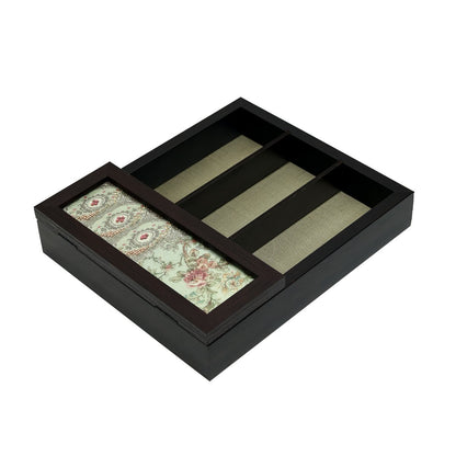 Gul S Cutlery Box -  Green in Wood and Glass