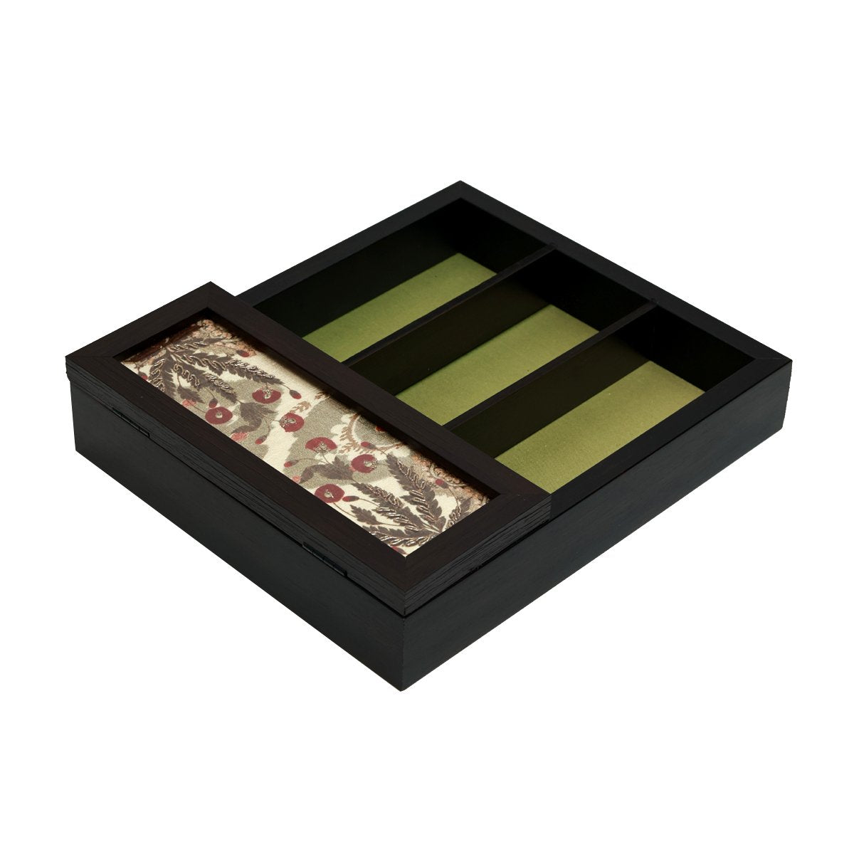 Gul Cutlery Box - Beige in Wood and Glass