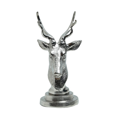 Antlered Deer Statue - Silver in Metal