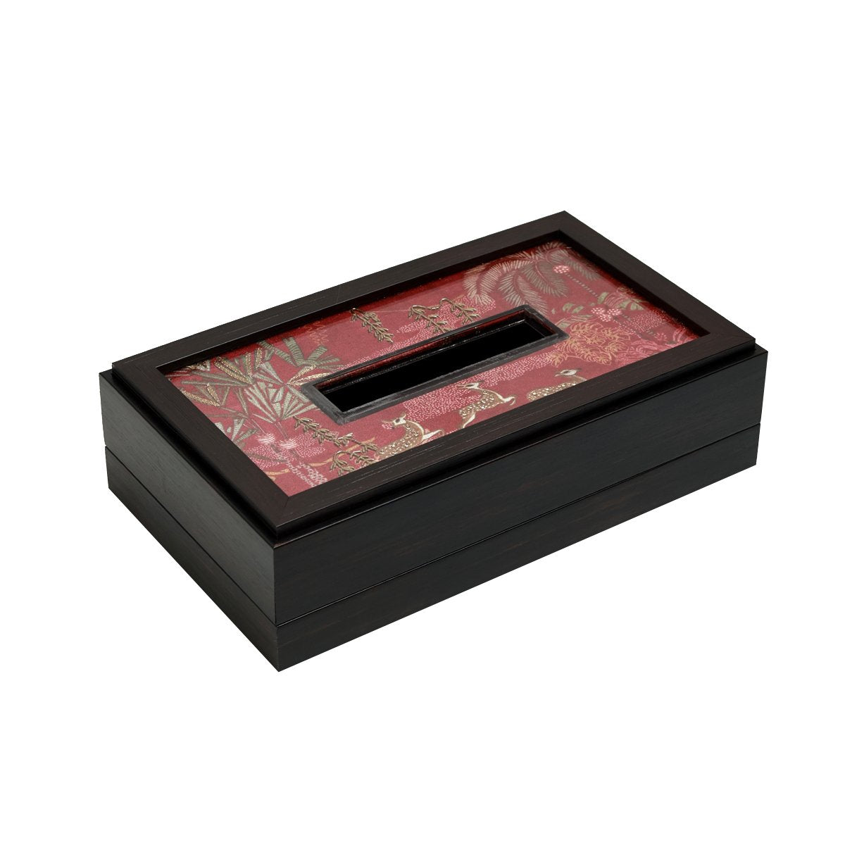 Odyssey Vanya Tissue Box Cover - Red in Wood and glass