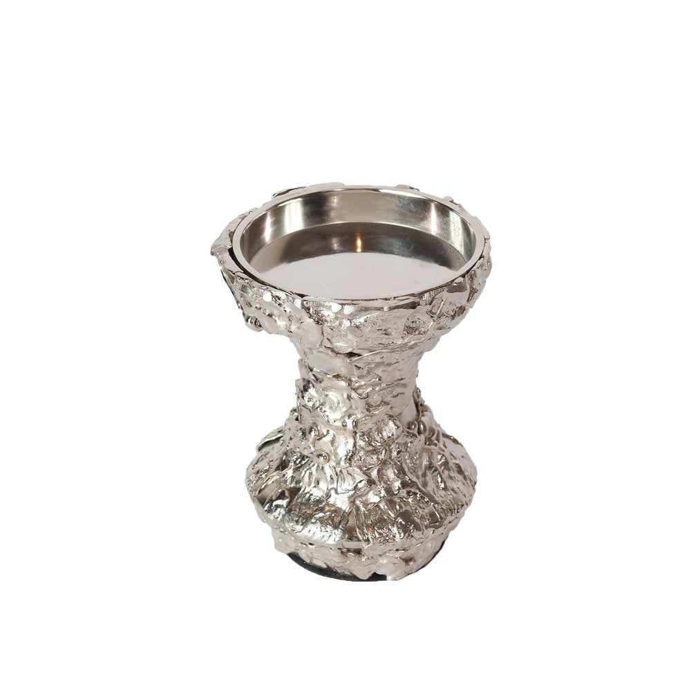 Lava Candle Stand - Large Silver  in Metal