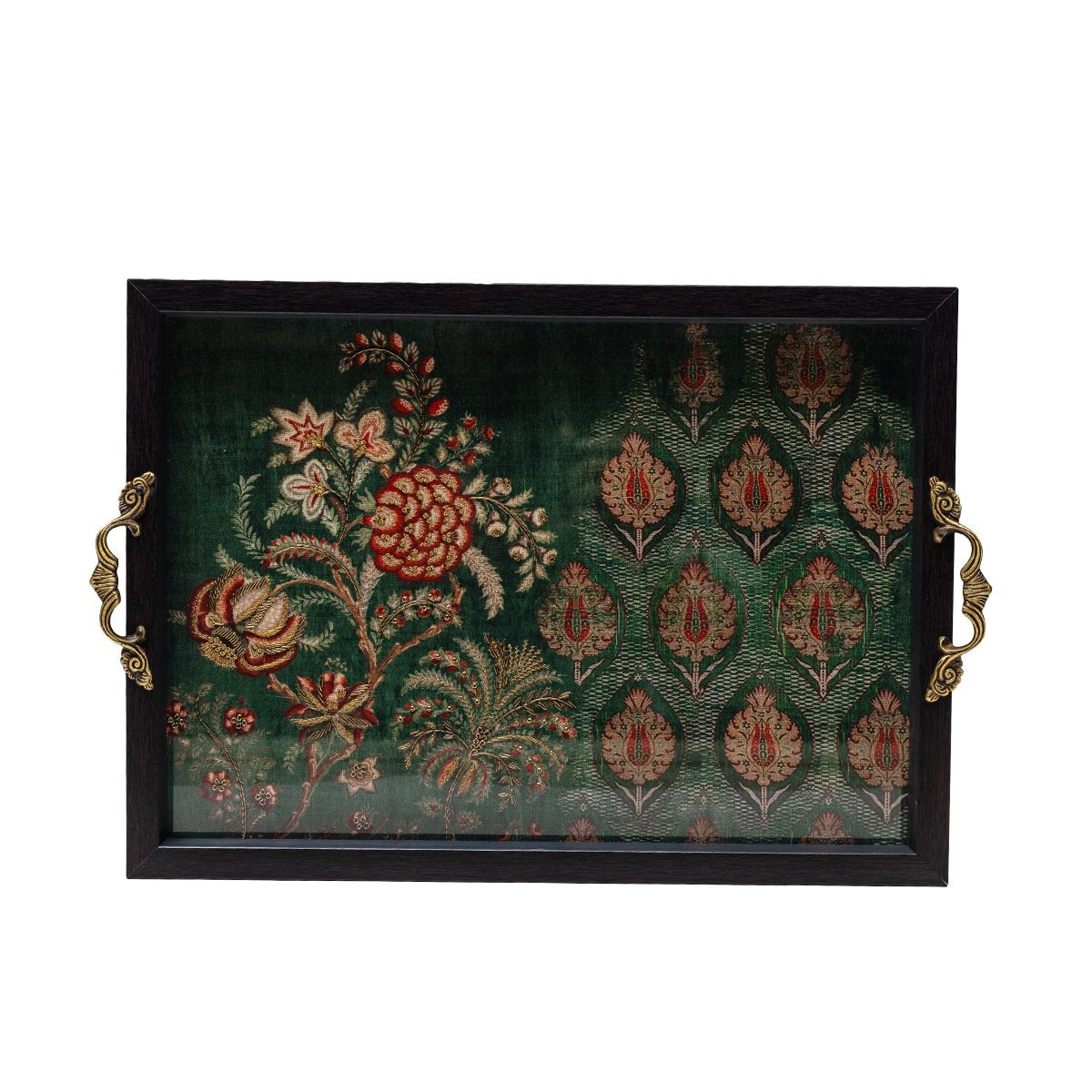 Odyssey Jahrokha Tray - Medium in Wood and Glass