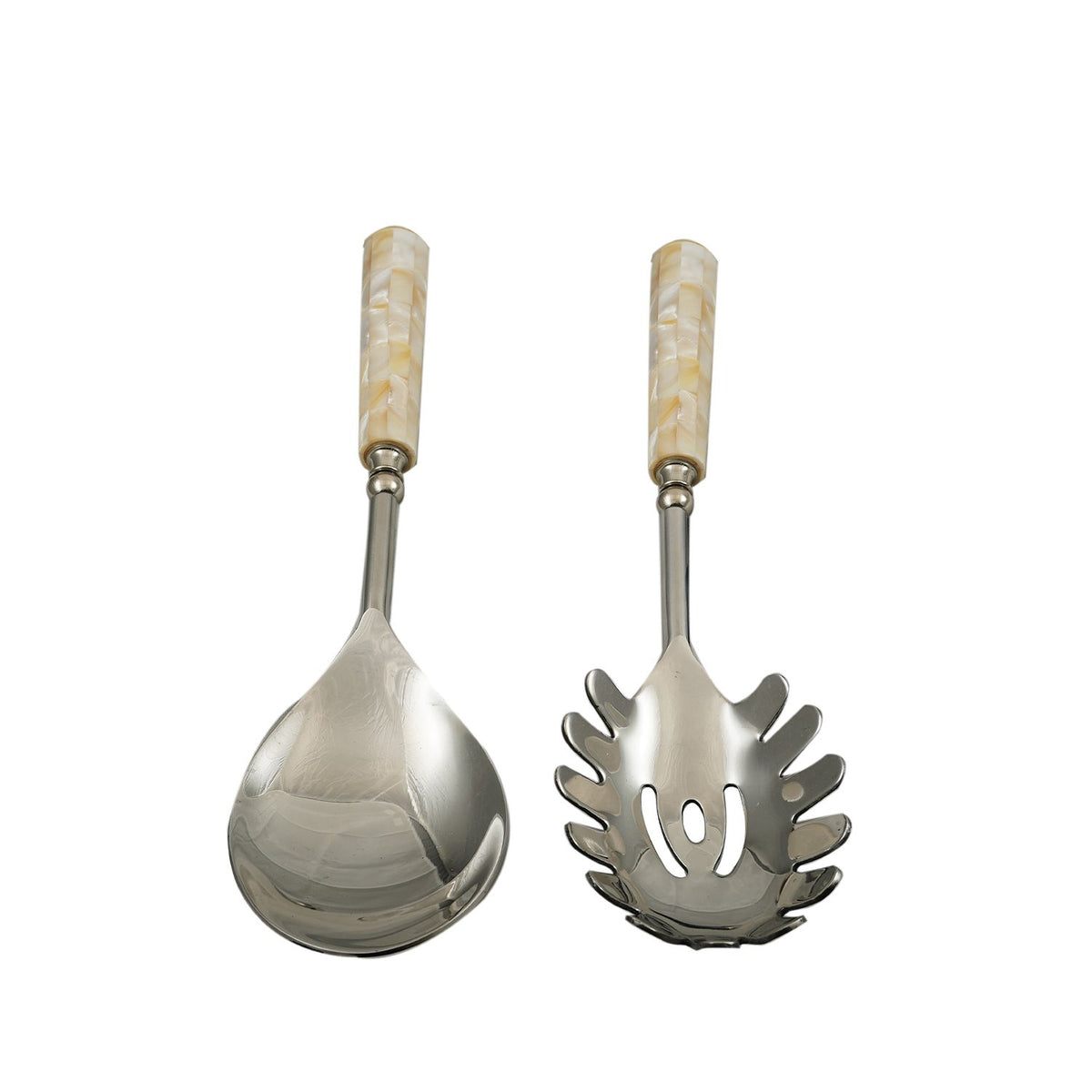 Plain Pearl Serving Set - Metal and Acrylic