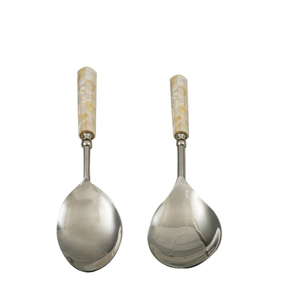 Plain Pearl Serving Set - Metal and Acrylic