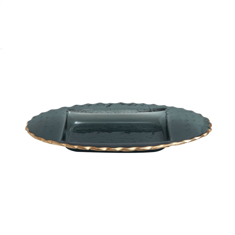 Smoky Platter - Small in Glass and Gold